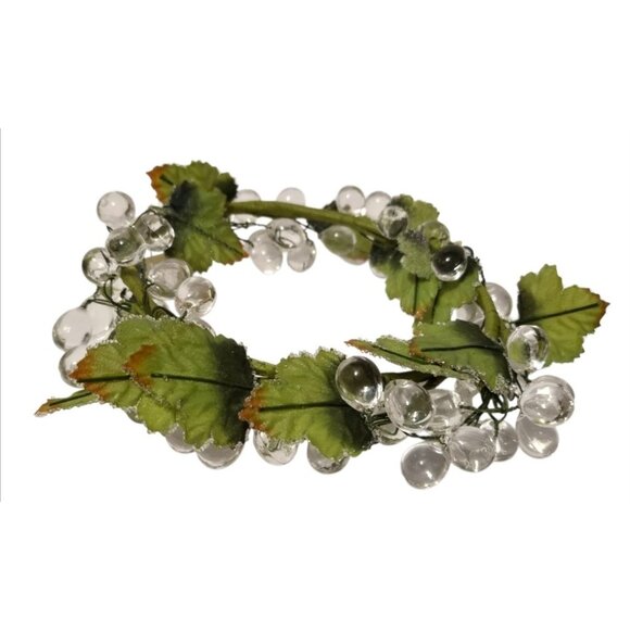 Fortunoff Christmas Vtg Faceted Lucite Acrylic Clear Grape Wreath Candle Ring - Picture 6 of 7